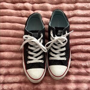 Converse Kids Black Glitter Low-Top Sneakers with White Laces